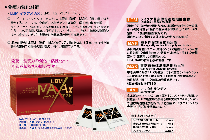 免疫力強化対策 LBMマックスAx （エルビーエム・マックス・アスト）免疫・抵抗力の強化・活性化……それが私たちの願いです！