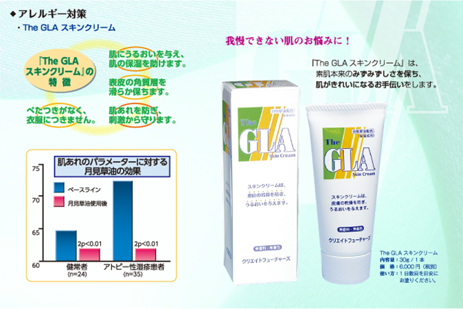 アレルギー対策 The GLA スキンクリーム 我慢できない肌のお悩みに！